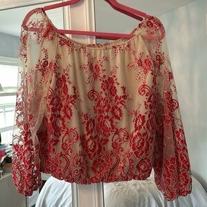 Alice and Olivia Lace Off Shoulder Top